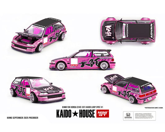 (Preorder) Kaido House x Mini GT Honda Civic (EF) Kaido Loop Spec V1 – Pink - KHMG198