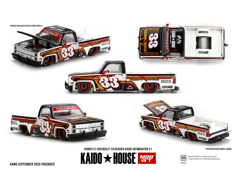 (Preorder) Kaido House x Mini GT Chevrolet Silverado KAIDO Intimidator V1 – White w/ Brown Two-tone - KHMG212