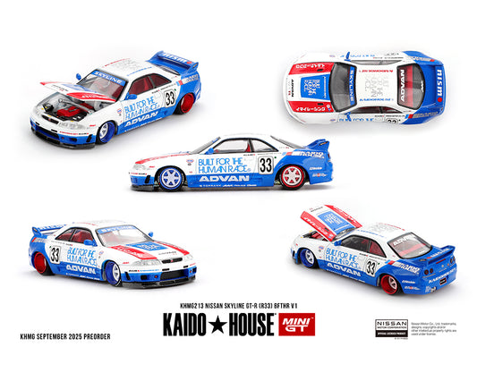 (Preorder) Kaido House x Mini GT Nissan Skyline GT-R (R33) BFTHR V1 – White w/ Blue Two-tone - KHMG213
