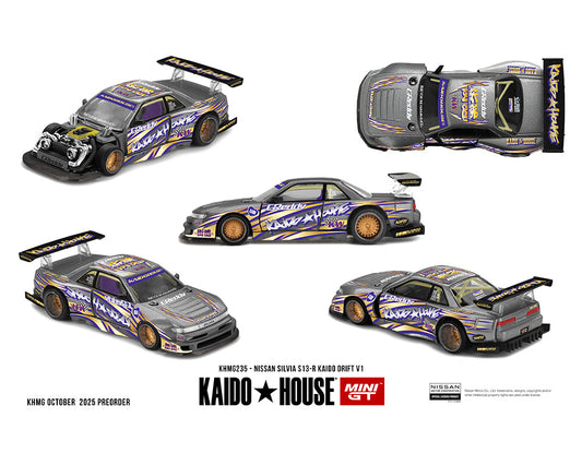 Kaido House x Mini GT Nissan Silvia S13-R Kaido Drift V1 Greddy – Gunmetal Gray - KHMG235