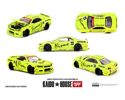 (Preorder) Kaido House x Mini GT Nissan Skyline GT-R (R34) Kaido Works V4 – Yellow KHMG241