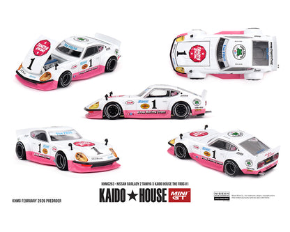 (Preorder) Kaido House x Mini GT 1:64 Nissan Fairlady Z Tamiya x Kaido House The Frog V1 – White/Pink