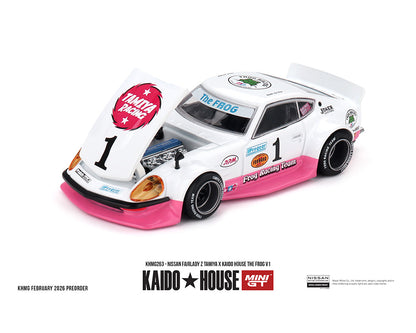 (Preorder) Kaido House x Mini GT 1:64 Nissan Fairlady Z Tamiya x Kaido House The Frog V1 – White/Pink