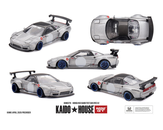 (Preorder) Kaido House x Mini GT Honda NSX Kaido Test Car Spec V2 – Silver w/ Carbon KHMG279