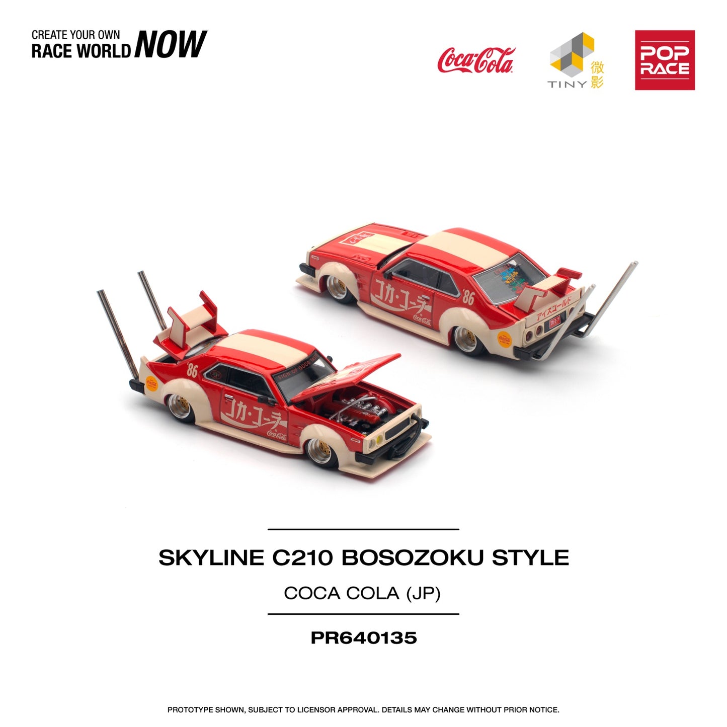 (Pre order) PR640135 POPRACE 1/64 SKYLINE C210 KAIDO RACER (BOSOZOKU STYLE) - COCA COLA JP