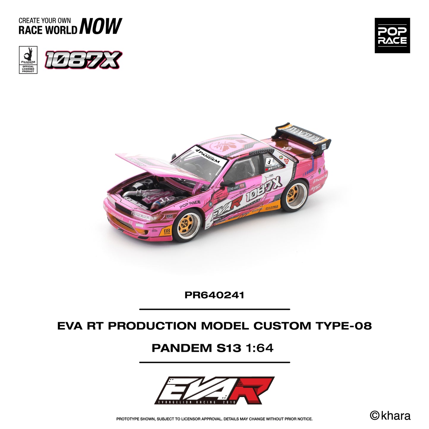 (Pre order) PR640241 POPRACE 1/64 PANDEM SILVIA S13 EVA RT PRODUCTION MODEL CUSTOM TYPE-08 x 1087X