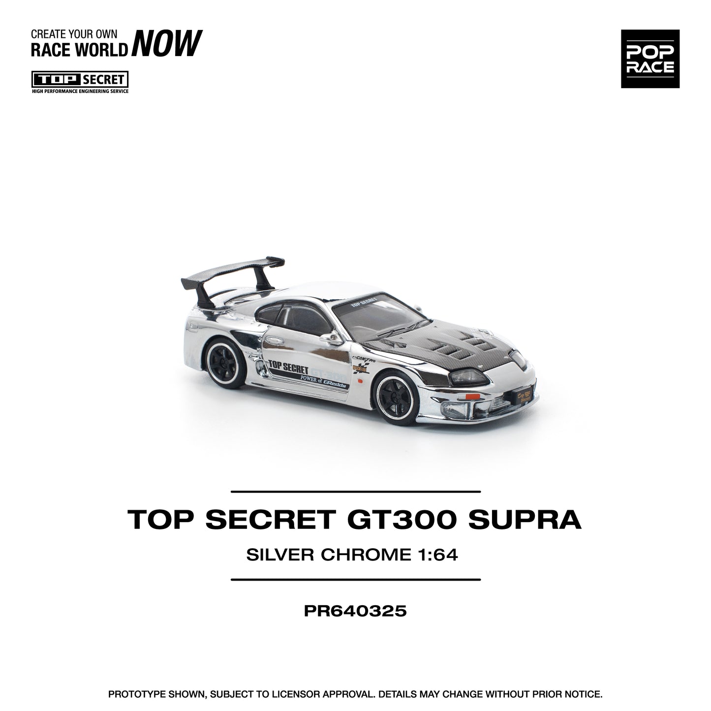 (Pre order) POPRACE 1/64 TOP SECRET GT300 SUPRA - SILVER CHROME -PR640325