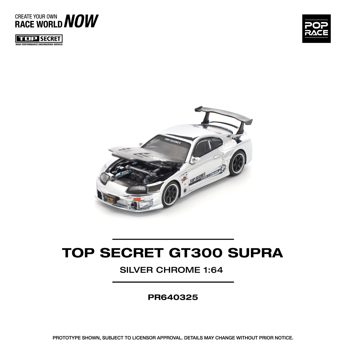 (Pre order) POPRACE 1/64 TOP SECRET GT300 SUPRA - SILVER CHROME -PR640325