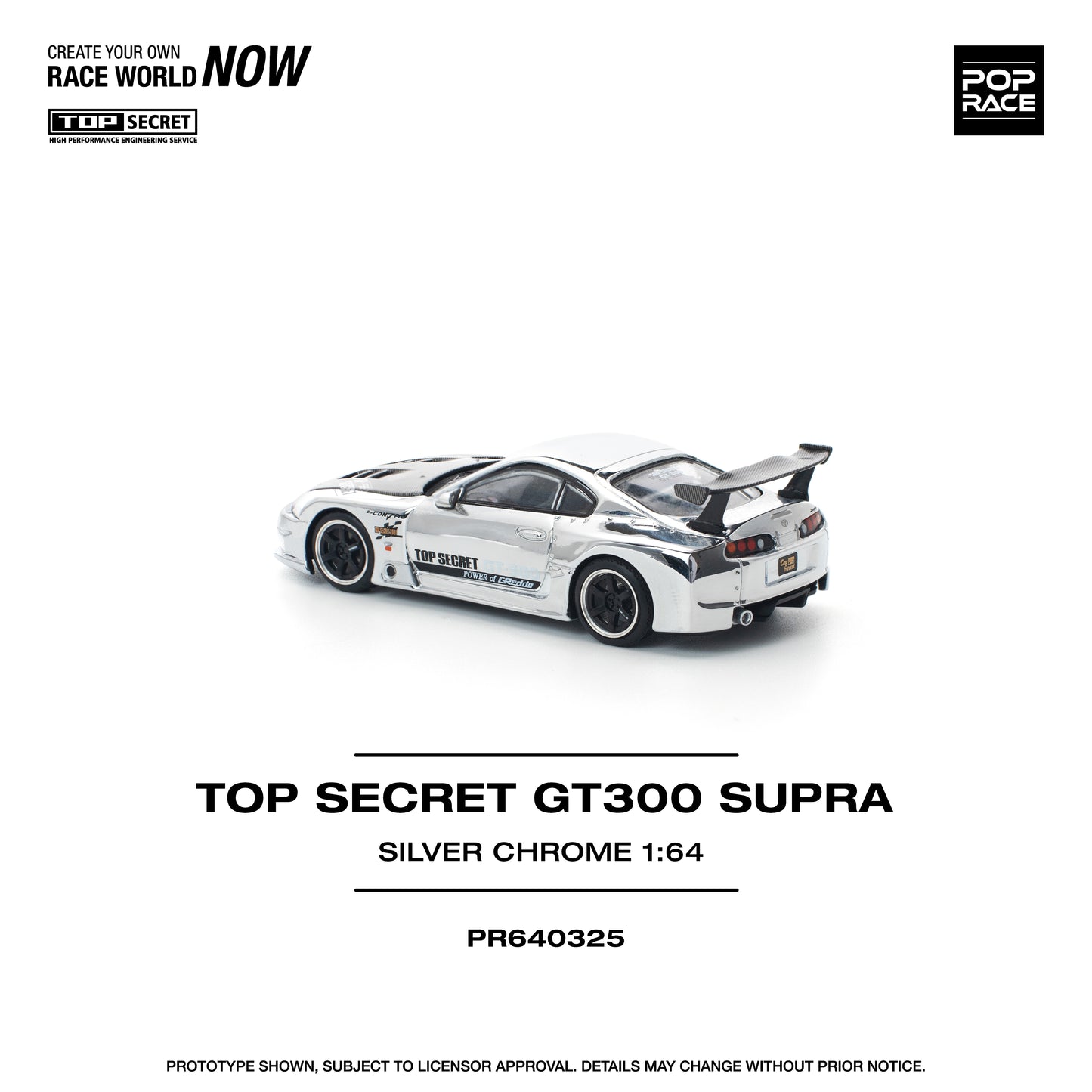 (Pre order) POPRACE 1/64 TOP SECRET GT300 SUPRA - SILVER CHROME -PR640325