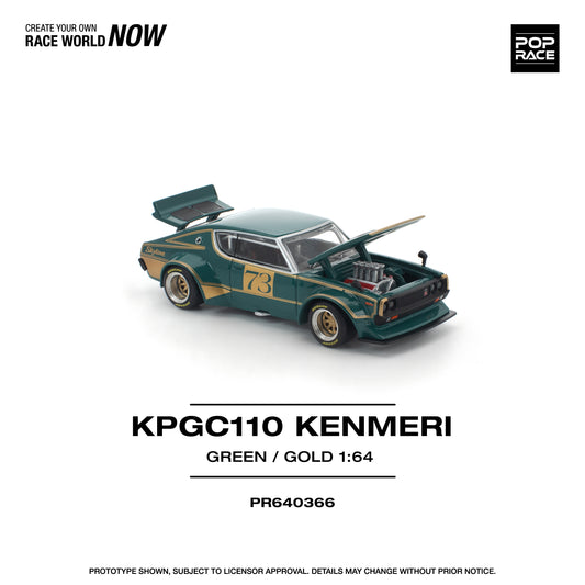 (Pre order) PR640366 POPRACE 1/64 KPGC110 KENMERI RACING #73 GREEN/GOLD
