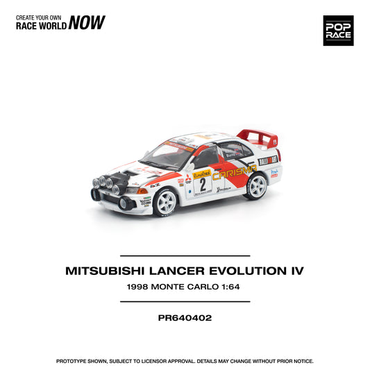 (Pre order) POPRACE 1/64 MITSUBISHI LANCER EVOLUTION IV - 1998 MONTE CARLO RALLY - PR640402