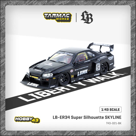 TARMAC WORKS HOBBY43 1/43 LB-ER34 Super Silhouette SKYLINE Black T43-021-BK