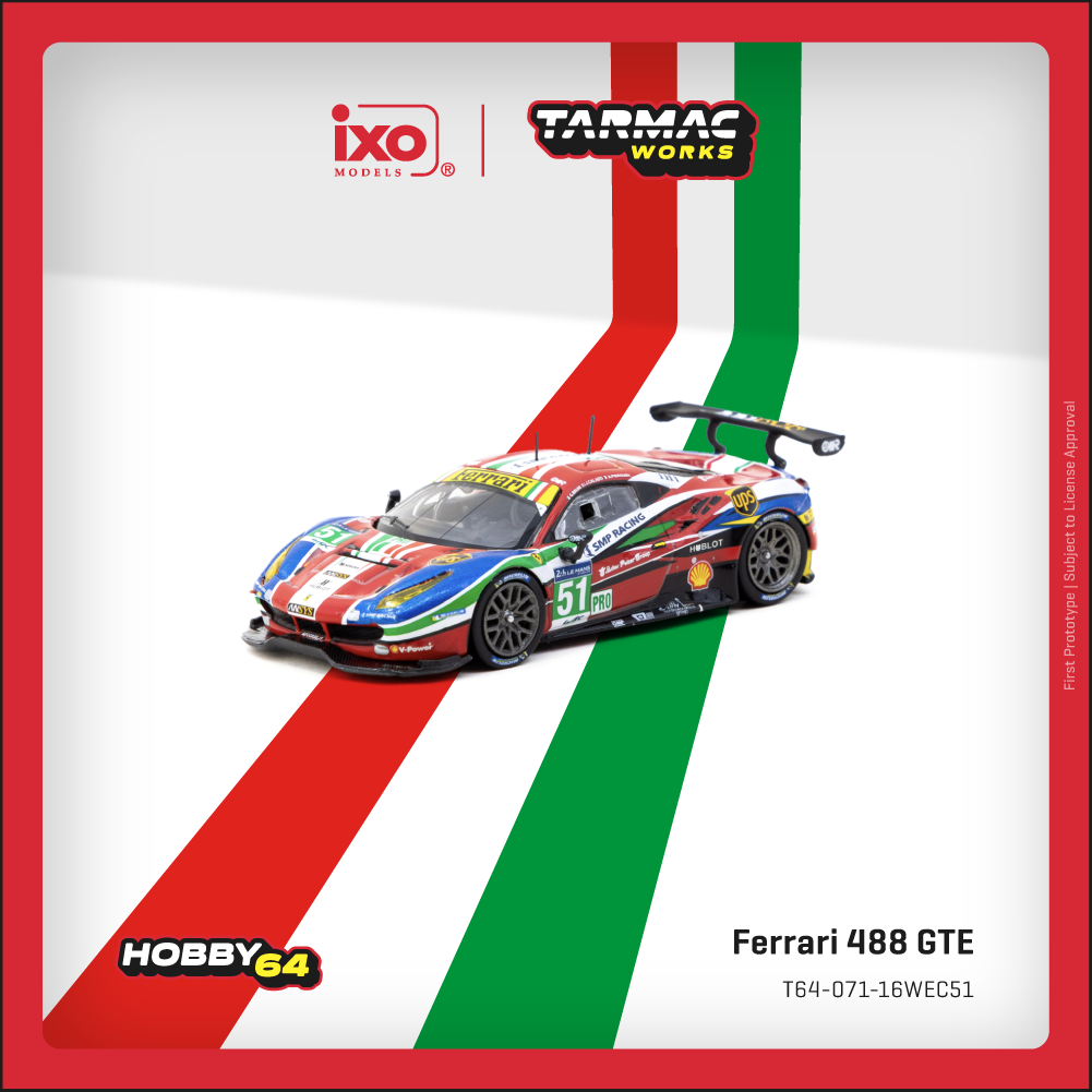 (Preorder) TARMAC WORKS HOBBY64 1/64 Ferrari 488 GTE 24h of Le Mans 2016 G. Bruni / J. Calado / A. Pier Guidi T64-071-16WEC51