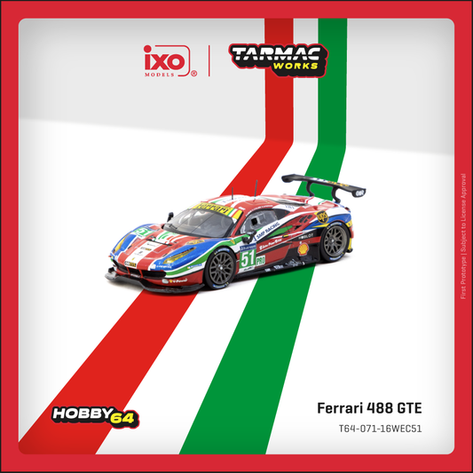 (Preorder) TARMAC WORKS HOBBY64 1/64 Ferrari 488 GTE 24h of Le Mans 2016 G. Bruni / J. Calado / A. Pier Guidi T64-071-16WEC51