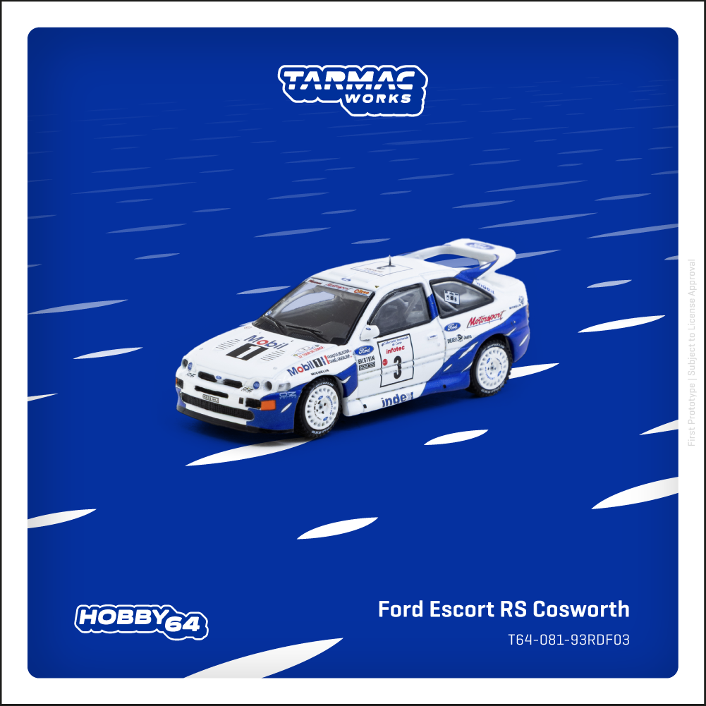 (Preorder) TARMAC WORKS HOBBY64 1/64 Ford Escort RS Cosworth Tour de Corse - Rallye de France 1993 Winner François