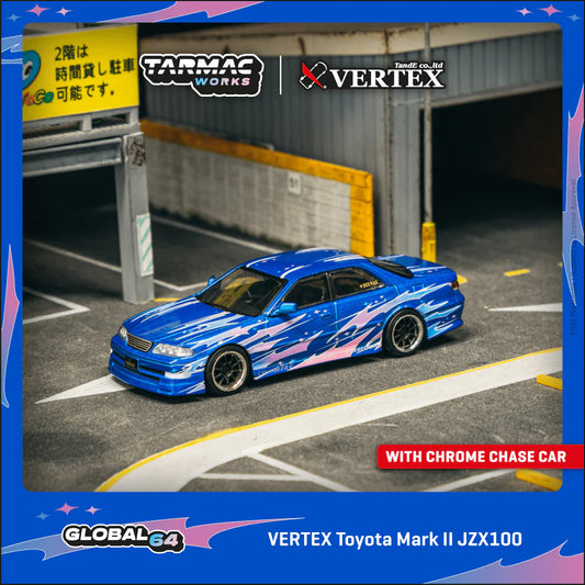 TARMAC WORKS GLOBAL64 1/64 VERTEX Toyota Mark II JZX100 Blue Metallic T64G-024-BL
