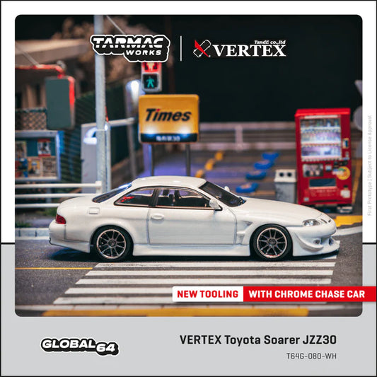 TARMAC WORKS GLOBAL64 1/64 VERTEX Toyota Soarer JZZ30 White T64G-080-WH