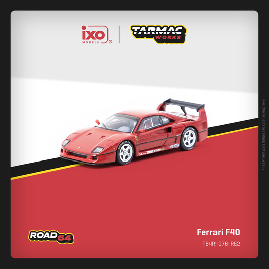 (Preorder) TARMAC WORKS ROAD64 1/64 Ferrari F40 Red T64R-076-RE2