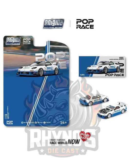 (Pre order) POP RACE PRE020 1/64 MAZDA RX7 (FD3S) BLUE / WHITE (enigma exclusive edition)