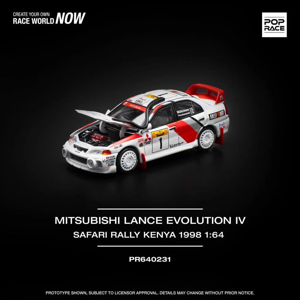 POPRACE 1/64 MITSUBISHI LANCER EVOLUTION IV SAFARI RALLY KENYA 1998 PR640231