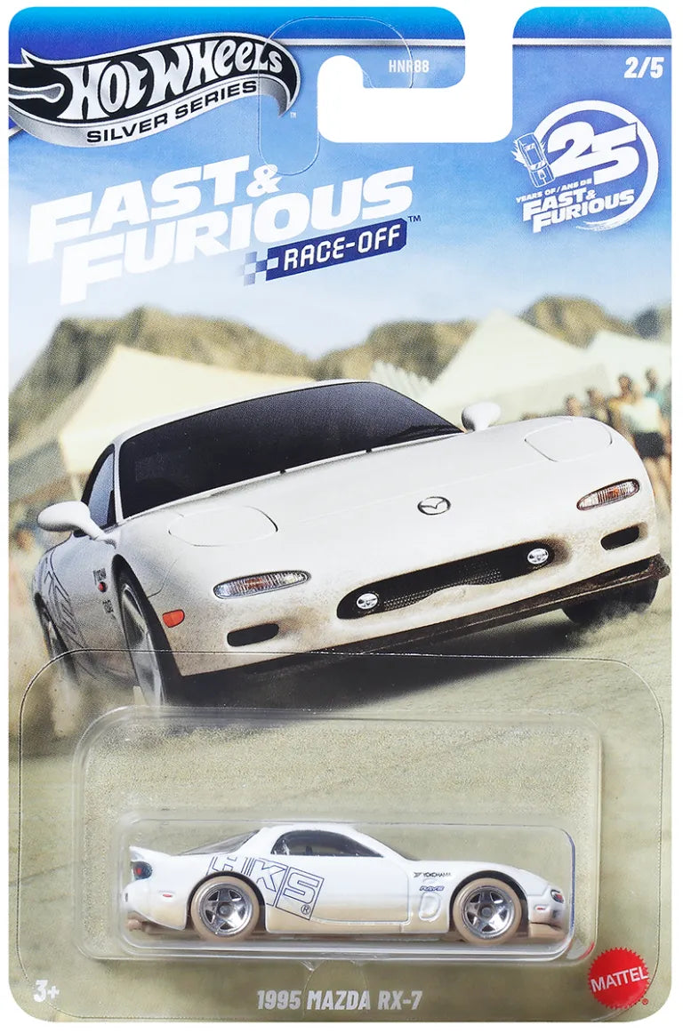 HOT WHEELS - Fast & Furious Themed - Race off - 1995 Mazda RX7 - Silver Series