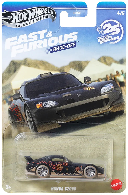 HOT WHEELS - Fast & Furious Themed - Race off - Honda S2000 - Silver Series (DAMAGED CARD))