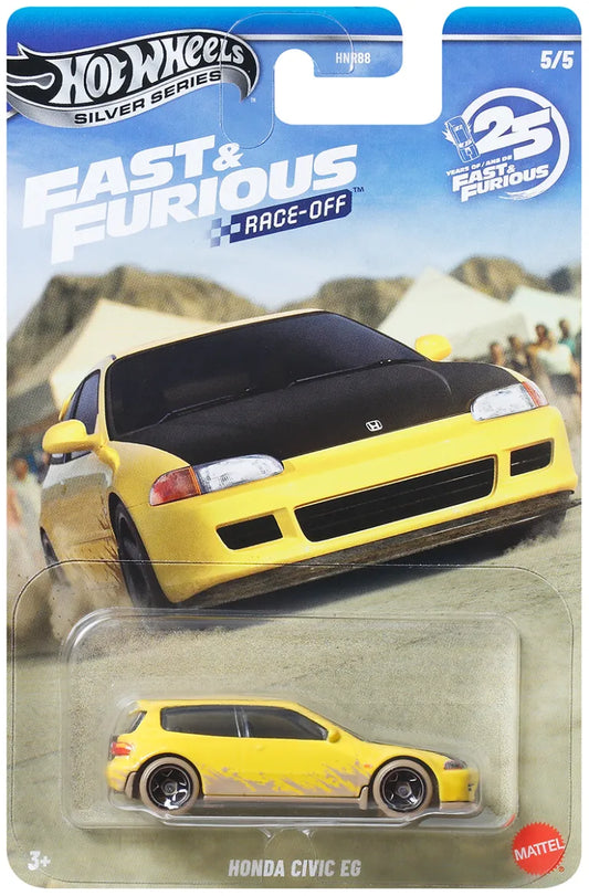 HOT WHEELS - Fast & Furious Themed - Race off - Honda Civic EG - Silver Series