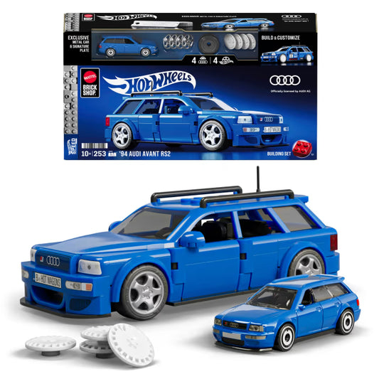 Mattel Brick Shop Hot Wheels Audi Avant RS2 Building Toy Kit (253 Pieces) - JGR28