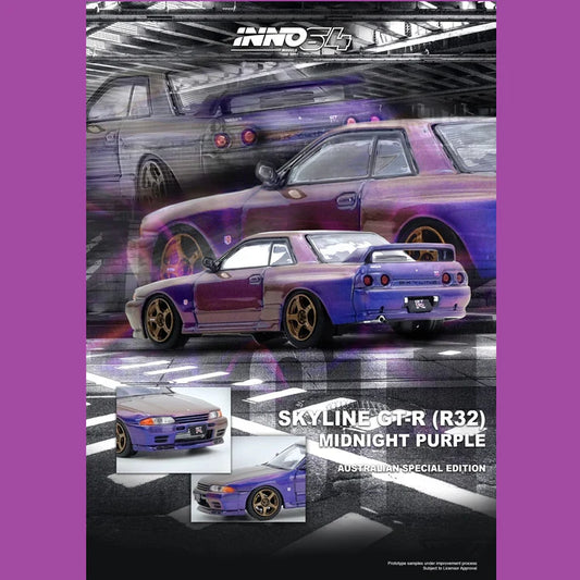 INNO64 1/64 SKYLINE GT-R (R32) Midnight Purple Australia Special Edition IN64-R32-MP-AS