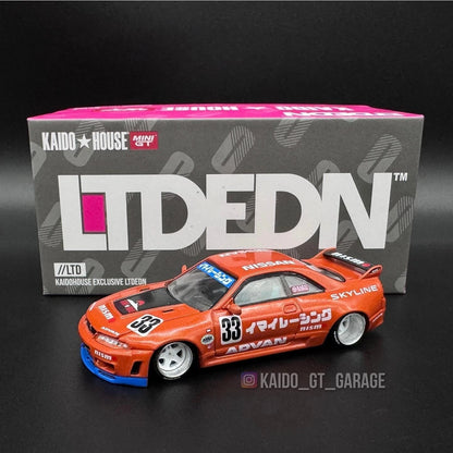 Kaido House x Mini GT LTDEDN R33 Skyline Katsura Orange KHMG151
